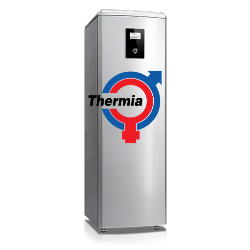 En produktbild på en jord- och bergvärmepump från Thermia